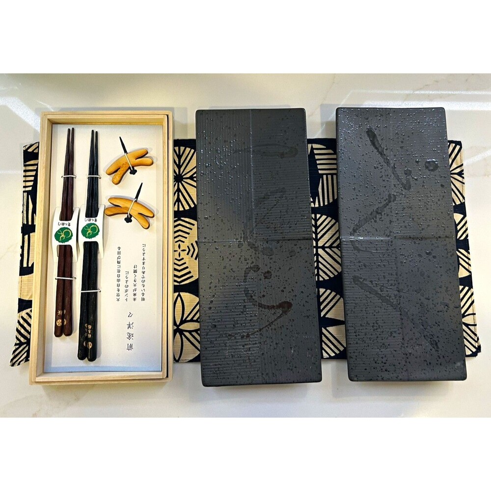 Japanese Hyozaemon Chopstick Set Dragonfly Rest Paulownia Box & Mat